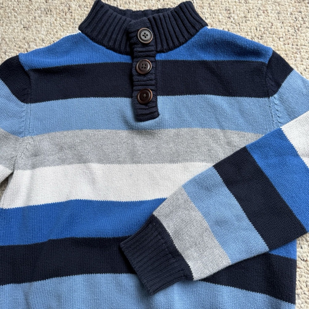 Gymboree Alpine Road Blue Stripe Boys Sweater Size 7-8